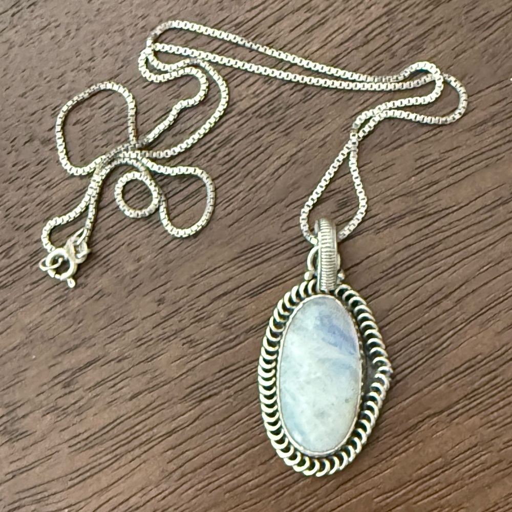 Natural Moonstone Solid Sterling Silver Pendant A… - image 6